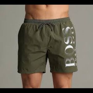 Hugo Boss Khaki Swim Shorts Discount 